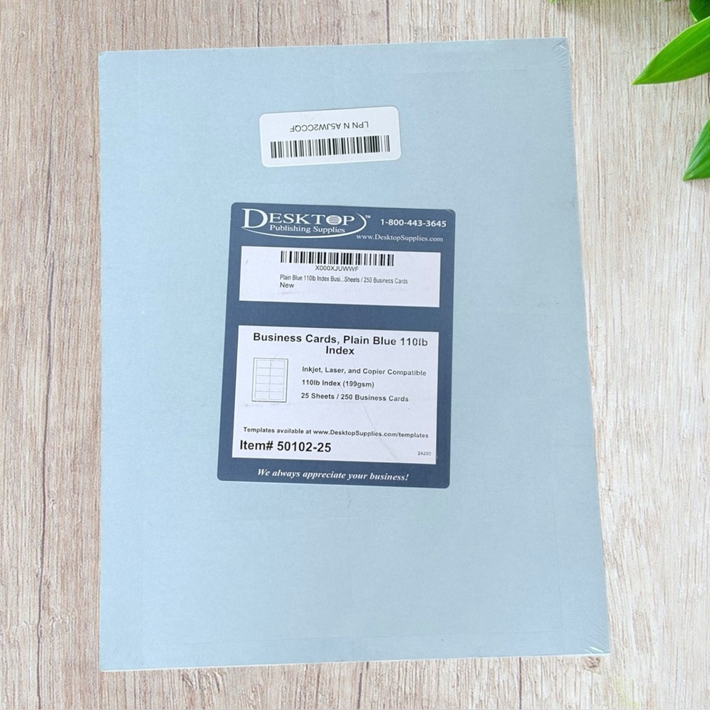 Desktop Publishing Supplies Business Cards Plain Blue 110lb 25 sheets/250 Cards